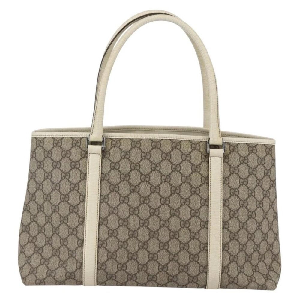 GUCCI GG Supreme Tote Bag PVC Beige Silver - Picture 2 of 16